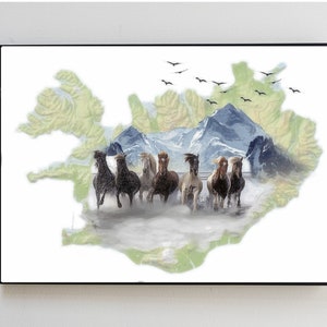 Islandpferde nordische Landschaft, Islandpferde, Islandpferde, Islandpferde, Islandpferde, Kunstdruck, Poster