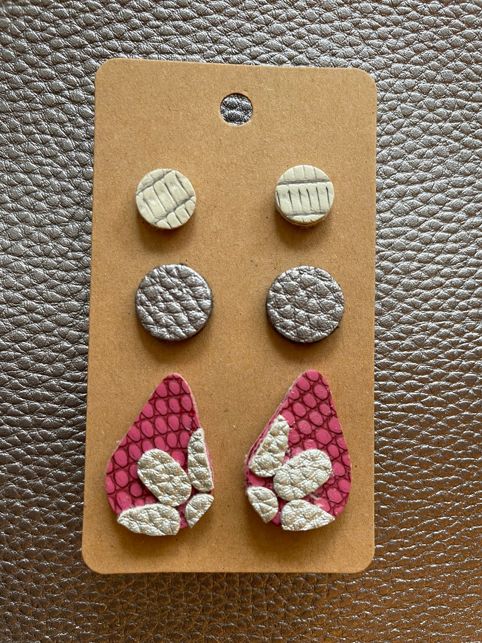 Faux leather stud earrings Etsy