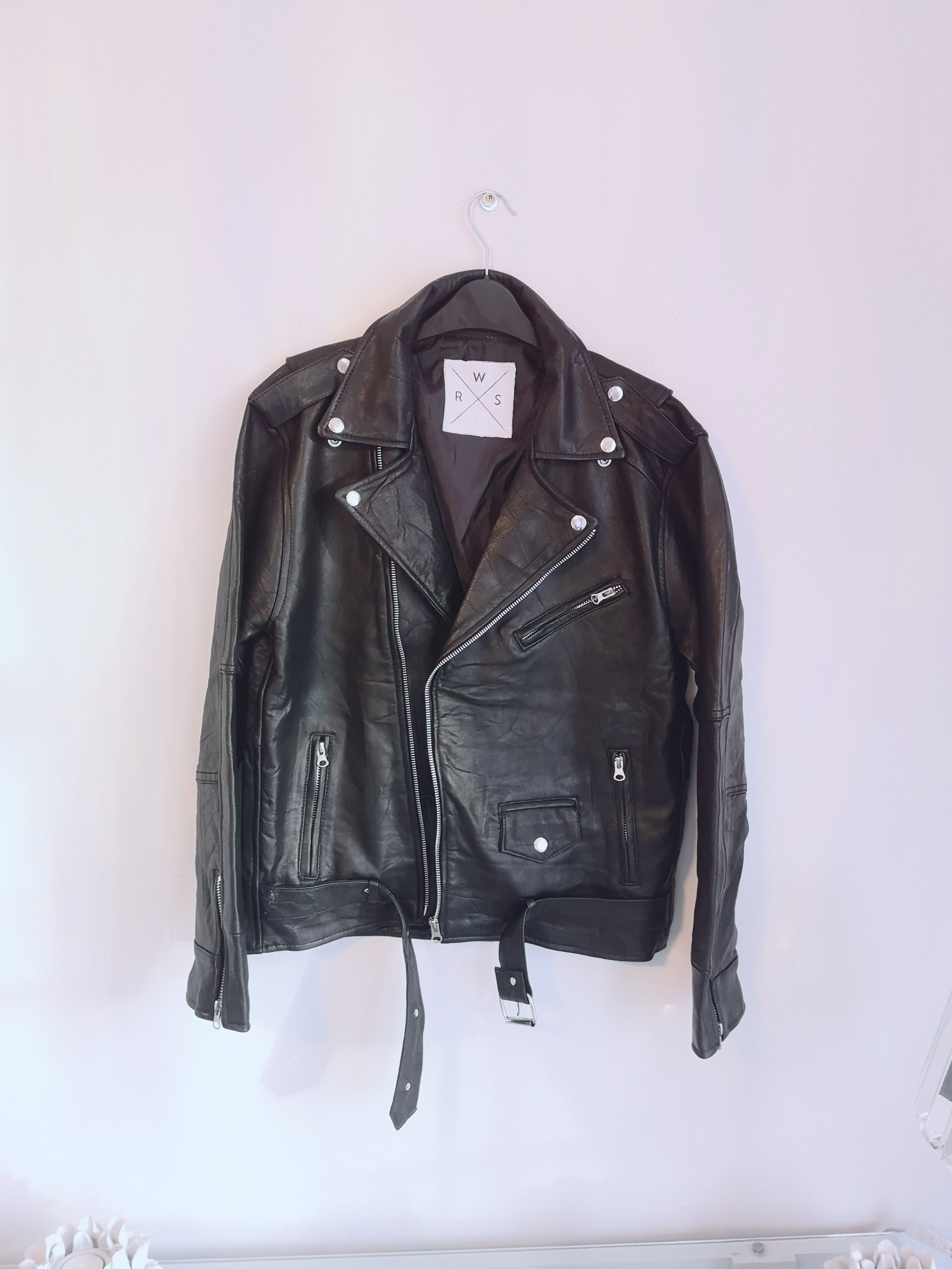 Leather Jacket Black Leather Biker Jacket - Etsy UK