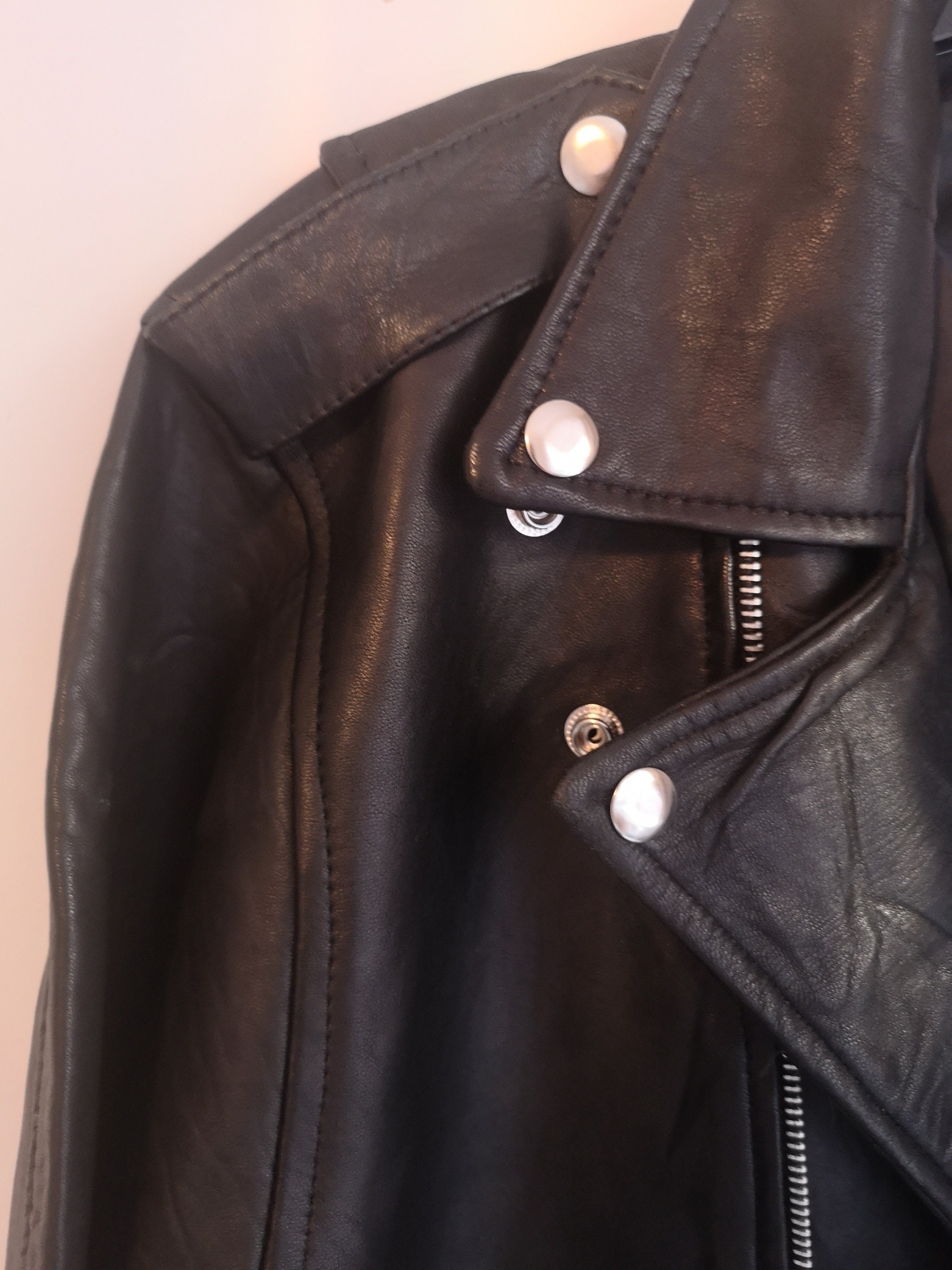 Leather jacket black leather biker jacket | Etsy