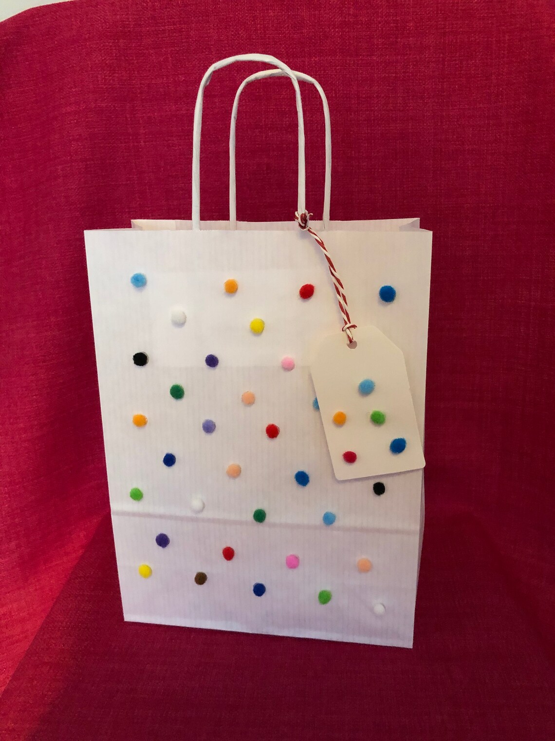 Gift Bag with Pom Poms on Etsy