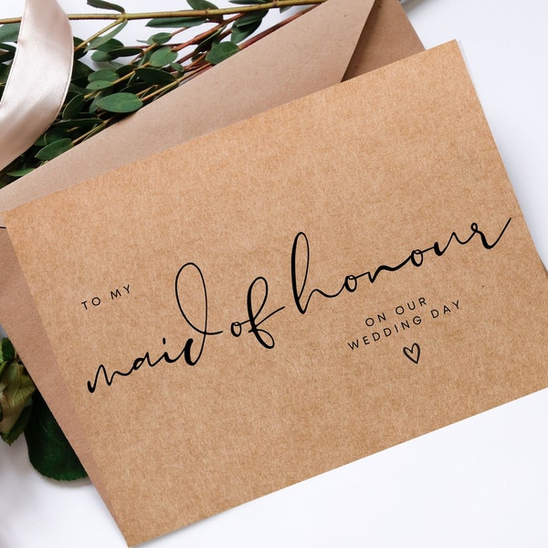 To My Maid of Honour on my Wedding Day Card | Boho Bride -  Maid of Honour Card - Thank you Card for Maid of Honour -  Thank you