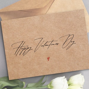 Happy Valentines Day  | Valentine's Day Typography card - Anniversary card - Unique Valentine Card - First Valentine Card - Simple Valentine