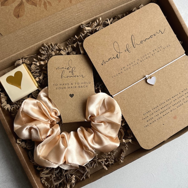 Bridesmaid Box | Letterbox Bridesmaid gift - Thank you Bridesmaid - Charm Bracelet - Bridesmaid proposal gift - Bridesmaid Gift - Scrunchie