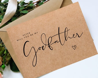 Personalised Godfather | Will you be my Godfather Card  -  Godparent Proposal Card -  Proposal Card for Godfather - Godfather Gift