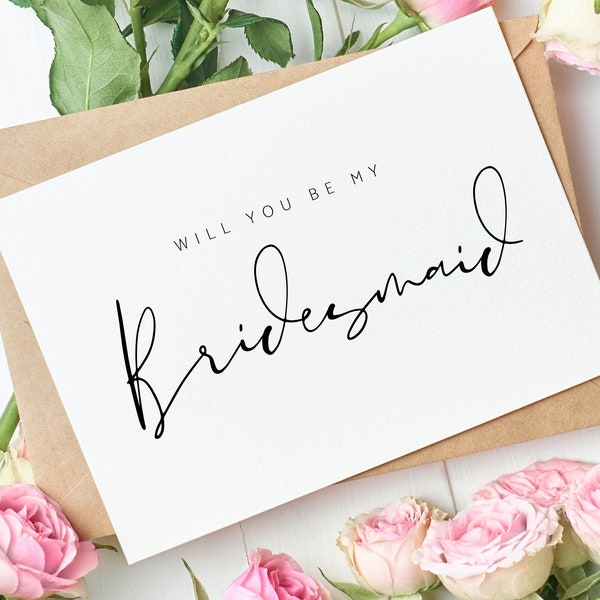 Bridesmaid | Will you be my Bridesmaid Card - Modern Bridesmaid Proposal Card - Card for Bridesmaids - Proposal Card for Bridesmaid - White