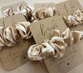 Golden Champagne Hen Do Scrunchies | Bride Tribe Favours - Hen Party Favours - Champagne Wedding Hair Accessories - Bridal Favours - Peach