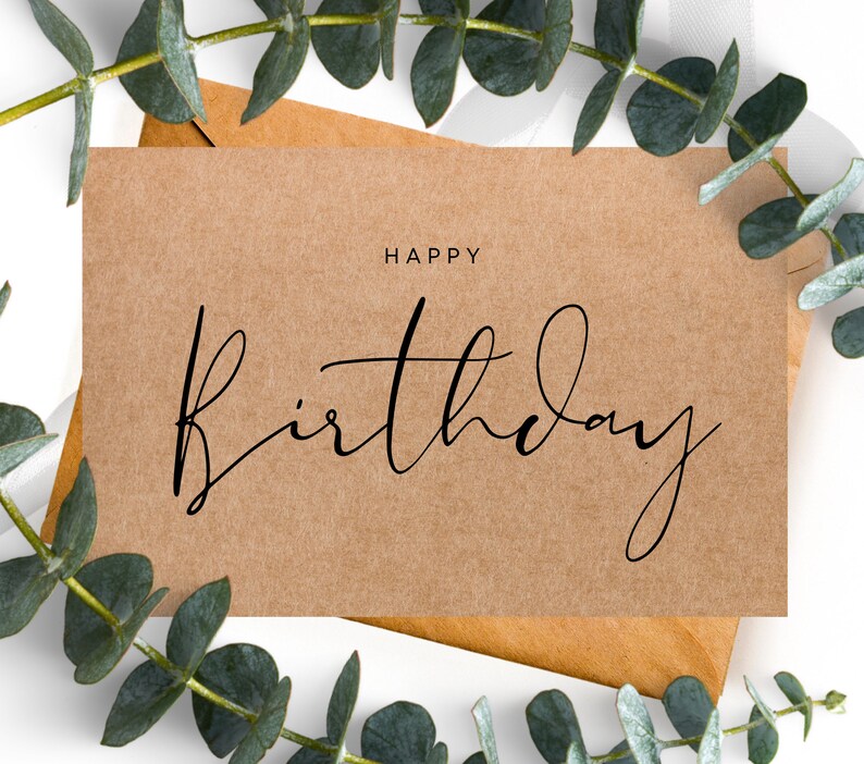 HAPPY BIRTHDAY Card Simple Kraft Birthday Card Boho Etsy UK