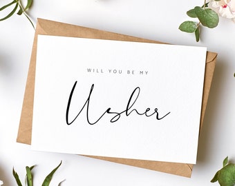 Usher | Will you be my Usher Card - Modern Usher Proposal Card - Card for Usher - Proposal Card for Groomsman