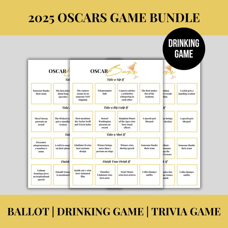 2025 Oscars Game Bundle Ballot Oscar Trivia 2025 Printable 97th Academy