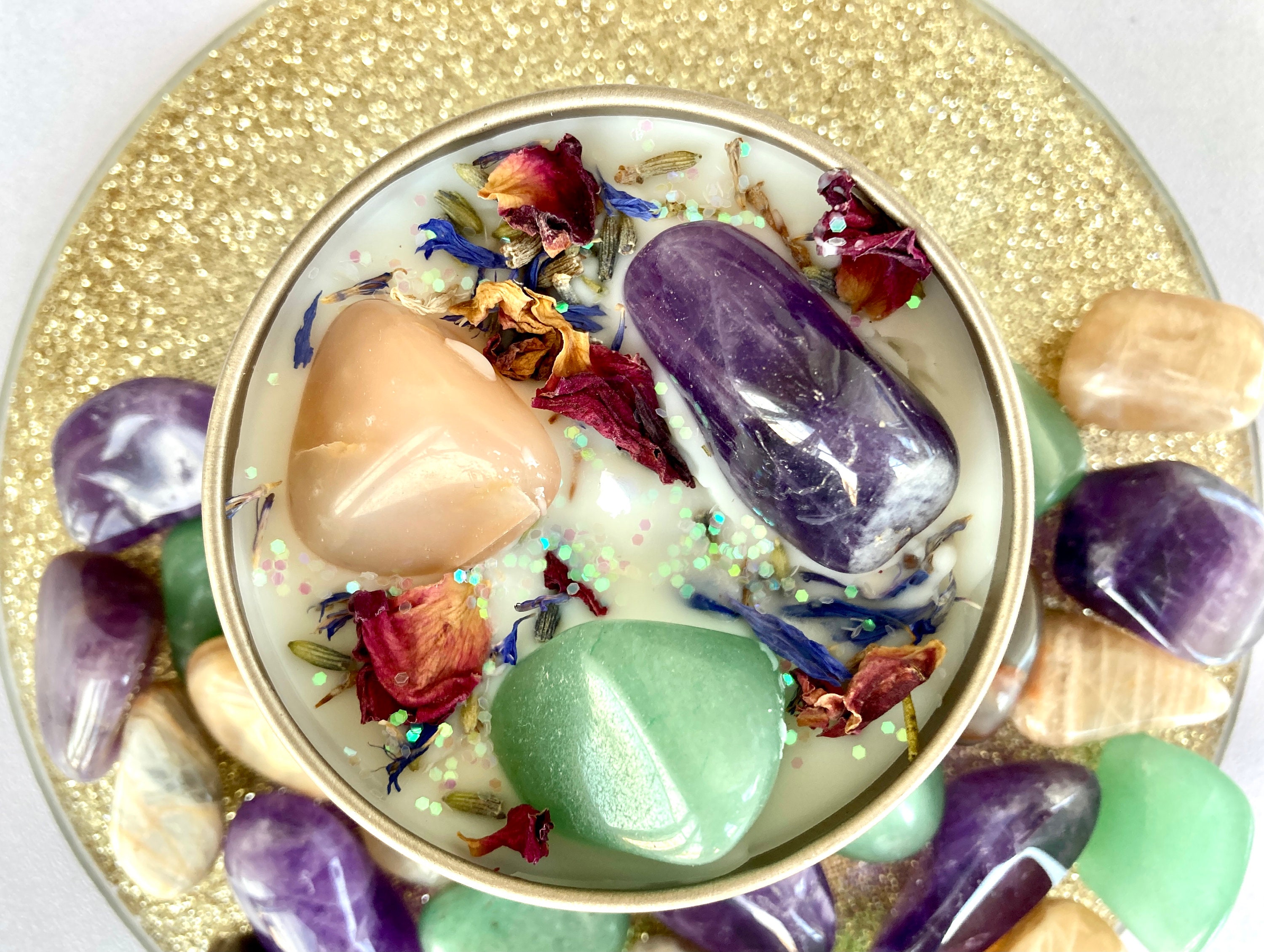 EMOTIONAL HEALING Crystal Infused Candle Gemstone Candle Etsy