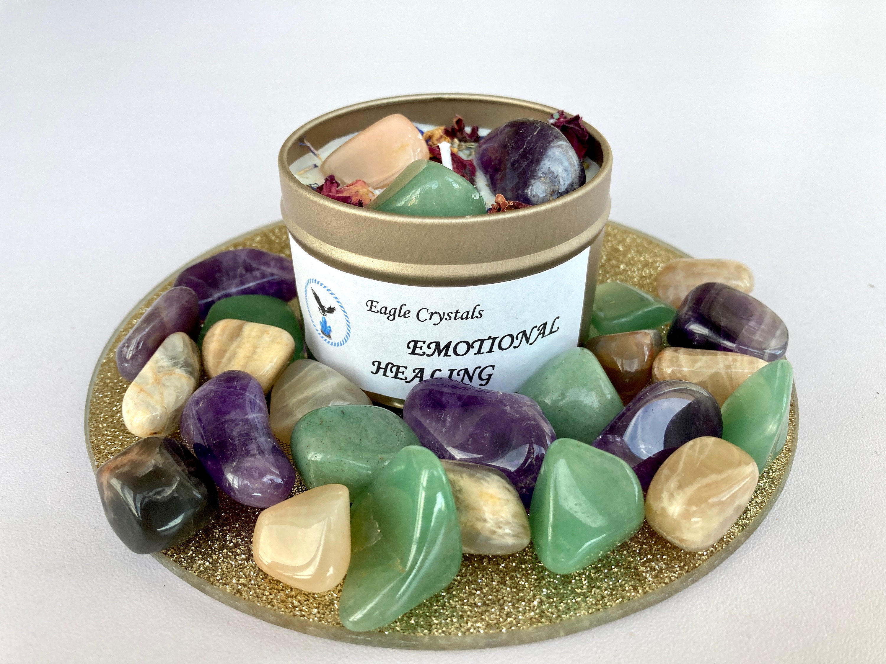 EMOTIONAL HEALING Crystal Infused Candle Gemstone Candle Etsy