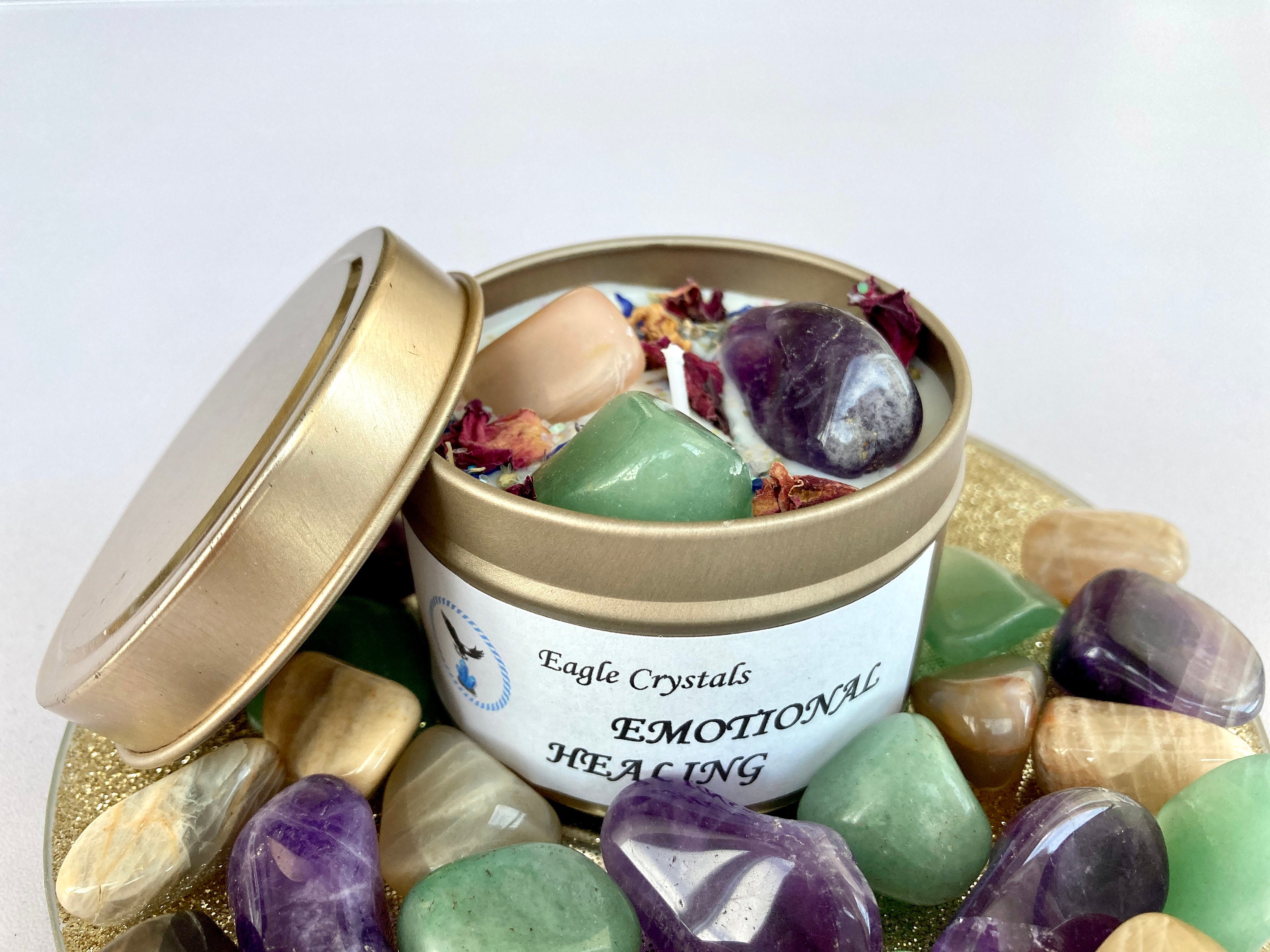 EMOTIONAL HEALING Crystal Infused Candle Gemstone Candle Etsy