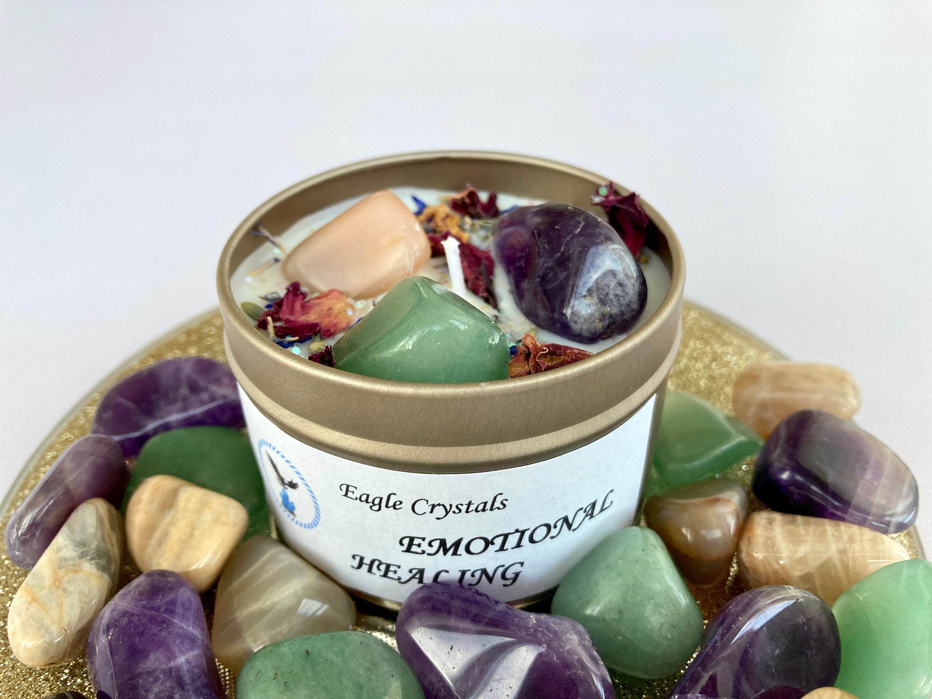 EMOTIONAL HEALING Crystal Infused Candle Gemstone Candle Etsy