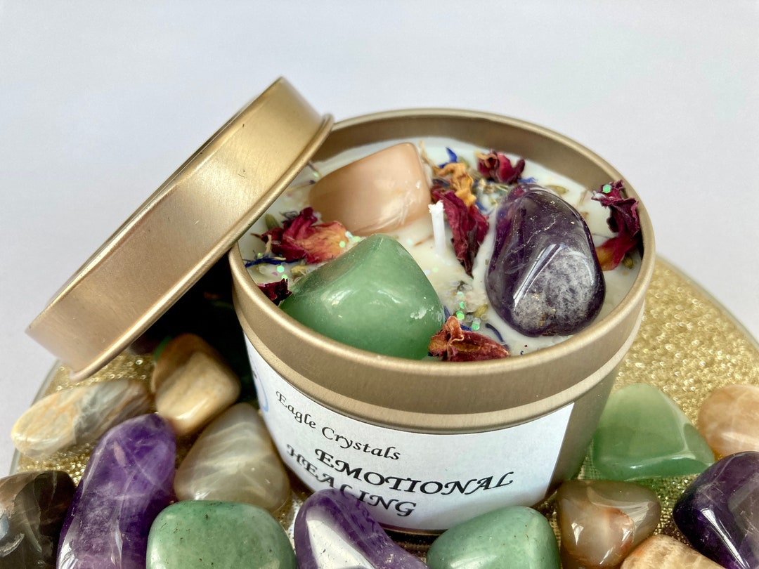 EMOTIONAL HEALING Crystal Infused Candle Gemstone Candle Etsy