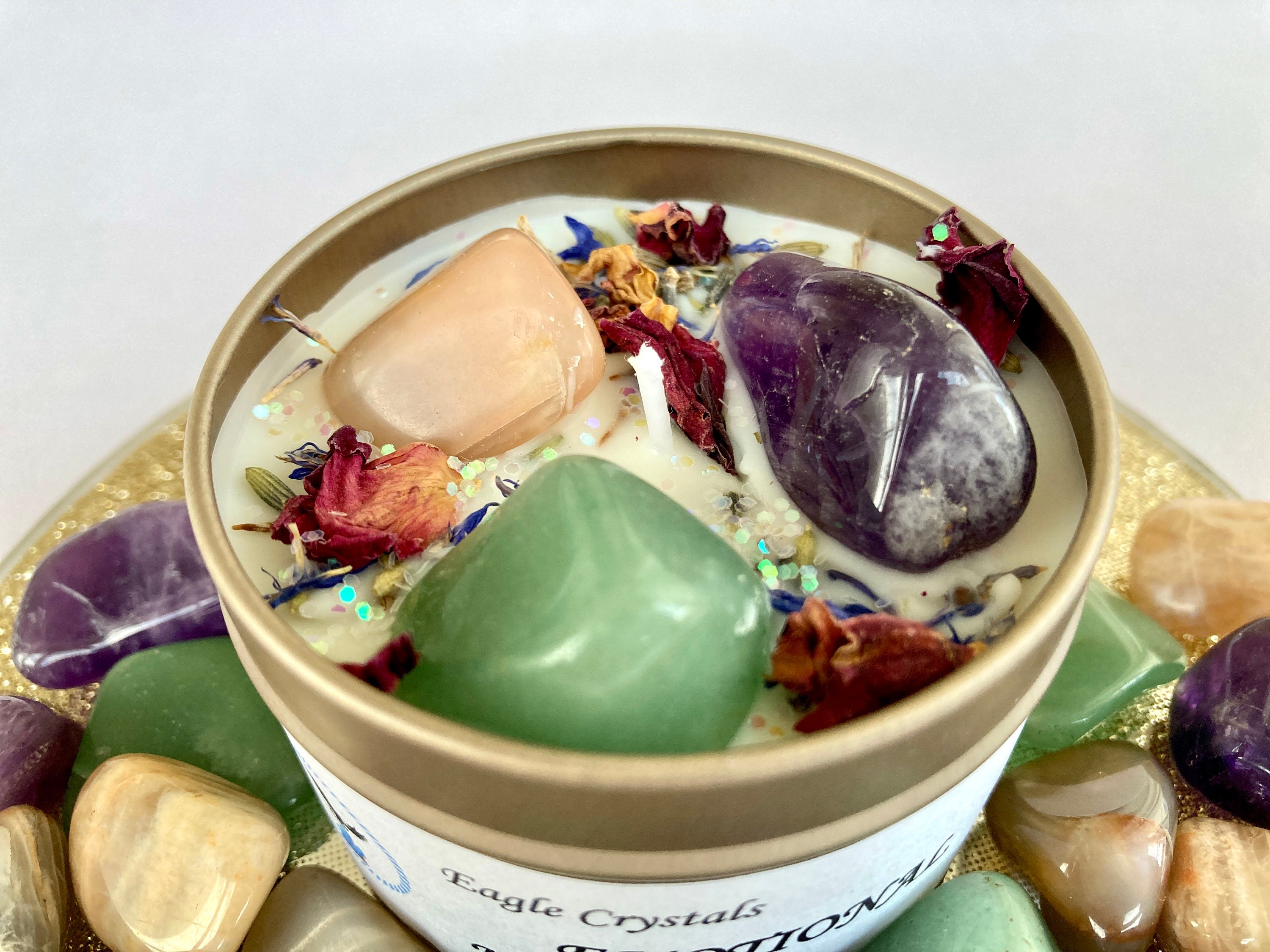 EMOTIONAL HEALING Crystal Infused Candle Gemstone Candle Etsy