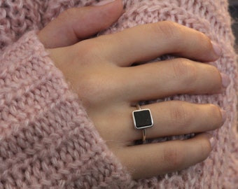 Grey Moonstone Ring, Gemstone Ring, Gray Moonstone Ring, Sterling Silver Ring, Open Adjustable Ring, June Birthstone, Women Meteorite Ring