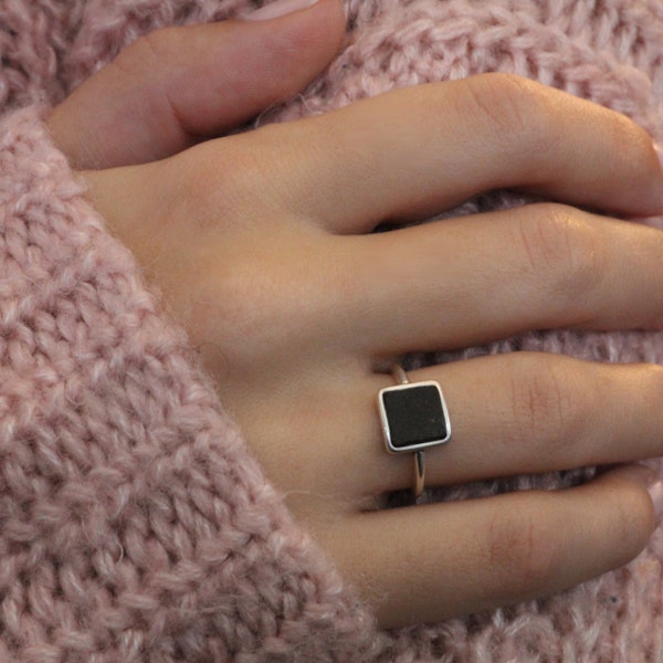 Grey Moonstone Ring, Gemstone Ring, Gray Moonstone Ring, Sterling Silver Ring, Open Adjustable Ring, June Birthstone, Women Meteorite Ring