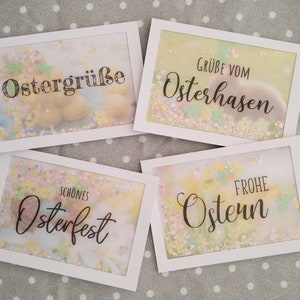 4er Osterkarten Set Nr. 2 Konfettikarten mit Briefumschlag Kreativbegabt