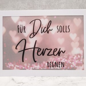 Valentinskarte "Für Dich solls Herzen regnen" Jahrestag Konfettikarte Liebe Briefumschlag Schüttelkarte Konfetti Valentinstag  Kreativbegabt