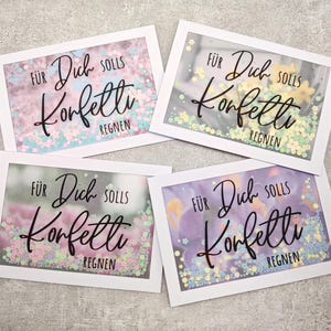 LIMITED EDITION 4er Set/einzelne - Frühling 2025 - Geburtstagskarten Konfettikarten Schüttelkarte Konfetti Geburtstag Kreativbegabt