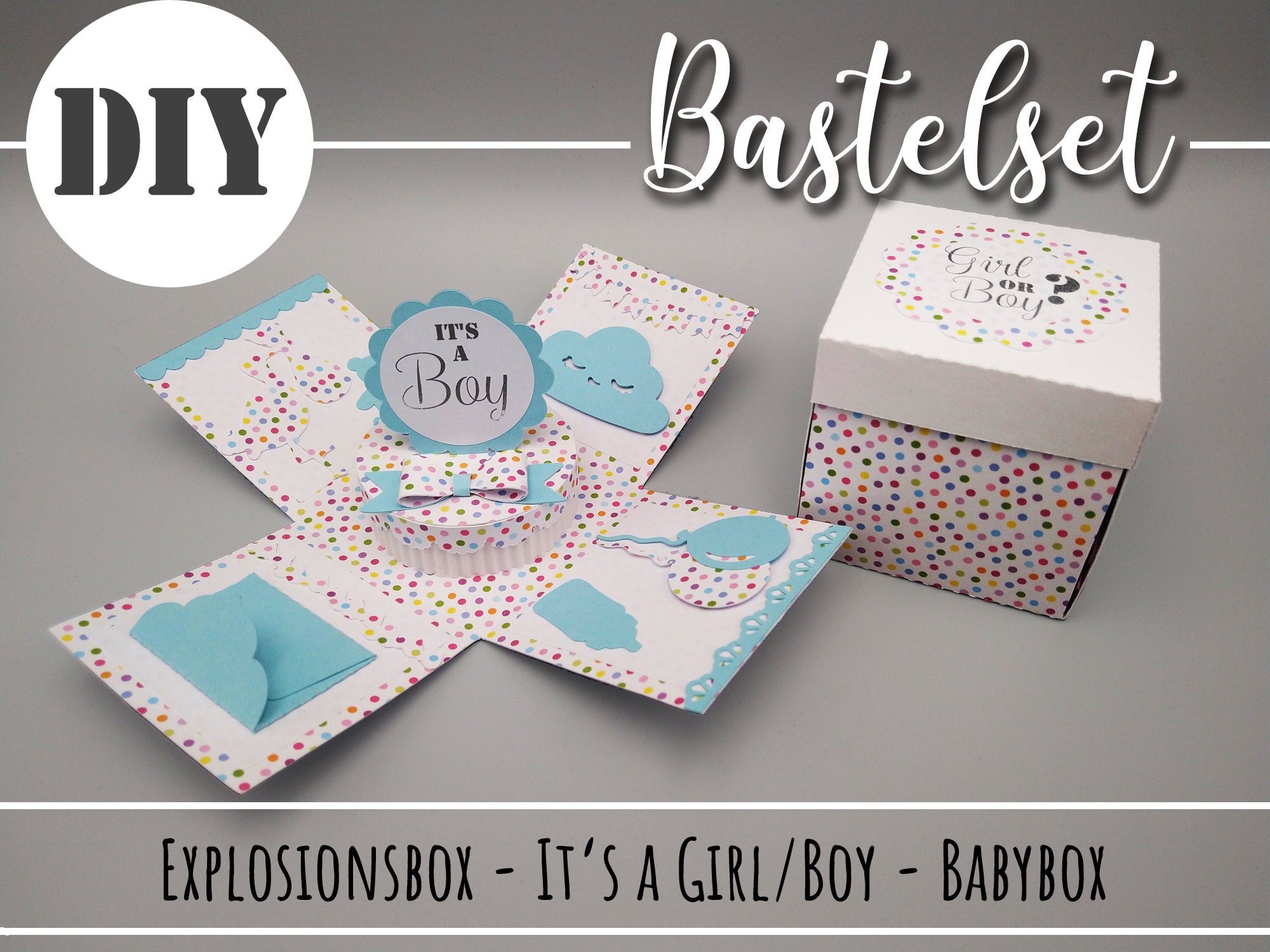 DIY It's a Girl/Boy Baby Gender Reveal Geburt Babyparty Baby shower  Explosionsbox Baby Selbstgestalten Bastelset Geldgeschenk Kreativbegabt -   Italia