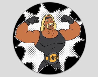 Rock n Hollywood Sticker - 3" Round - Pro Wrestling - Hulk Hogan