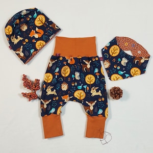 Pump pants baby fox child boy girl, wax pants | Optional as a set with hat and scarf | 2 color variants