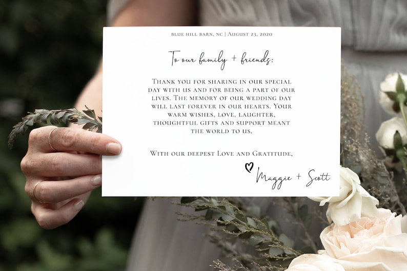 Corjl Wedding Thank You Card Template Three Photos Backside Included Thank You Simple Thank You Classic Thank You Card Instant Download