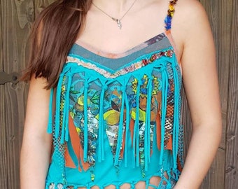 Mooie top met kant en franje