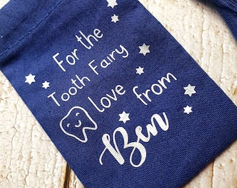 Personalised Tooth Fairy pouch, Tooth Fairy Keepsake 6x9cm bag