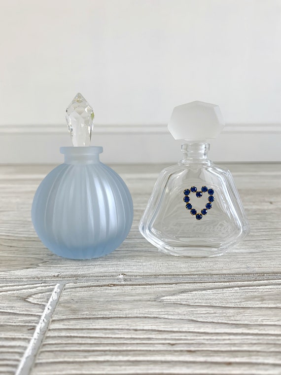 Vintage Perfume Bottles; Blue Frosted Glass; Sept… - image 8