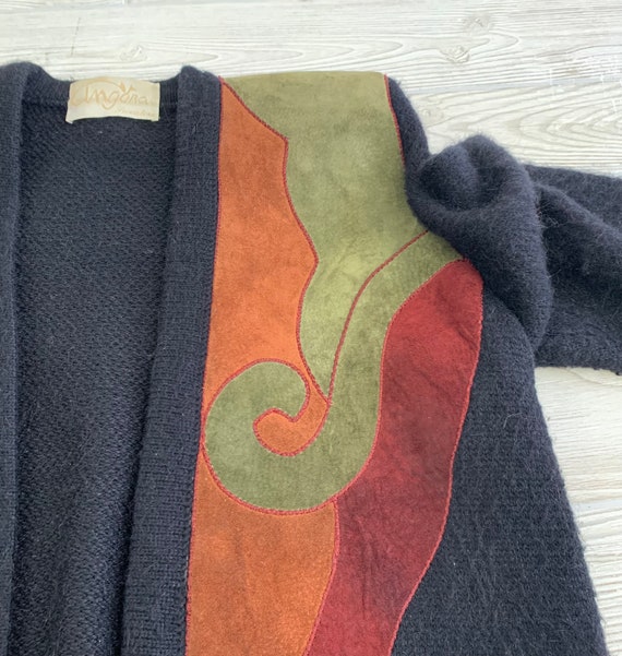 Vintage 1980s Suede and Angora Sweater - image 3