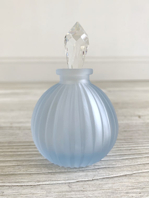 Vintage Perfume Bottles; Blue Frosted Glass; Sept… - image 6