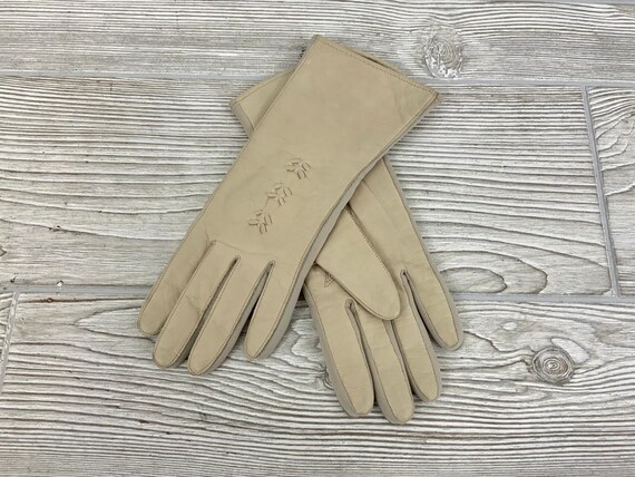 Vintage Wrist Length Leather Gloves; Vintage Ladi… - image 2
