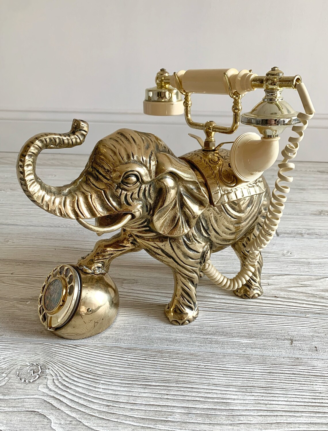 Vintage 1970s Brass Elephant Rotary Telephone Hollywood Etsy