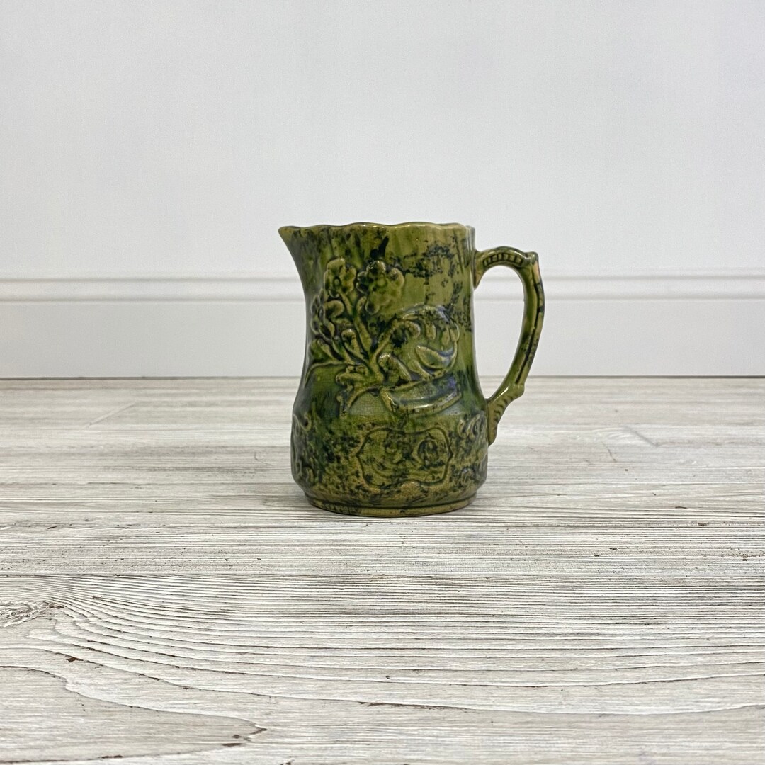 Vintage Green Ceramic Pitcher Vintage Pitcher Vase Green Etsy