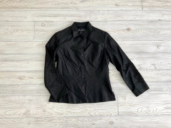 Vintage Silkland Black Beaded Blouse; Vintage 90s… - image 4