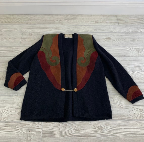 Vintage 1980s Suede and Angora Sweater - image 2