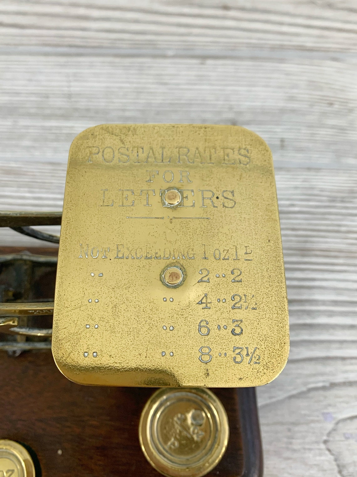 Antique Postal Scale With Weights Postal Rates for Letters Etsy