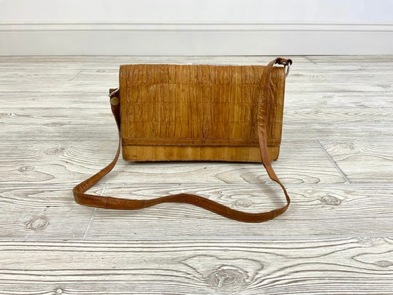 Vintage 80s Eel Skin Purse; Vintage Eel Skin Clut… - image 1