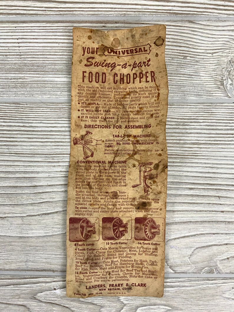 Vintage Universal Tabletop Food Chopper Tabltop Food Etsy