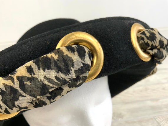 Vintage Studio Kokin New York Black Wool Hat With Cheetah  display picture 1