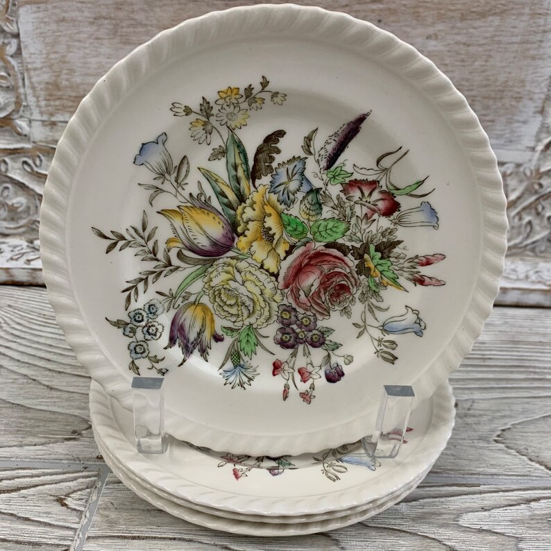 Vintage Johnson Brothers garden Bouquet Bread and Butter Etsy