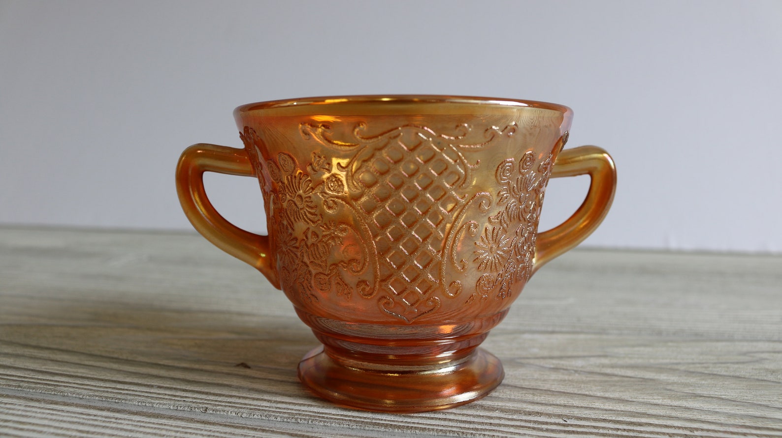 Vintage Orange Carnival Glass Tea Cup EEE Etsy