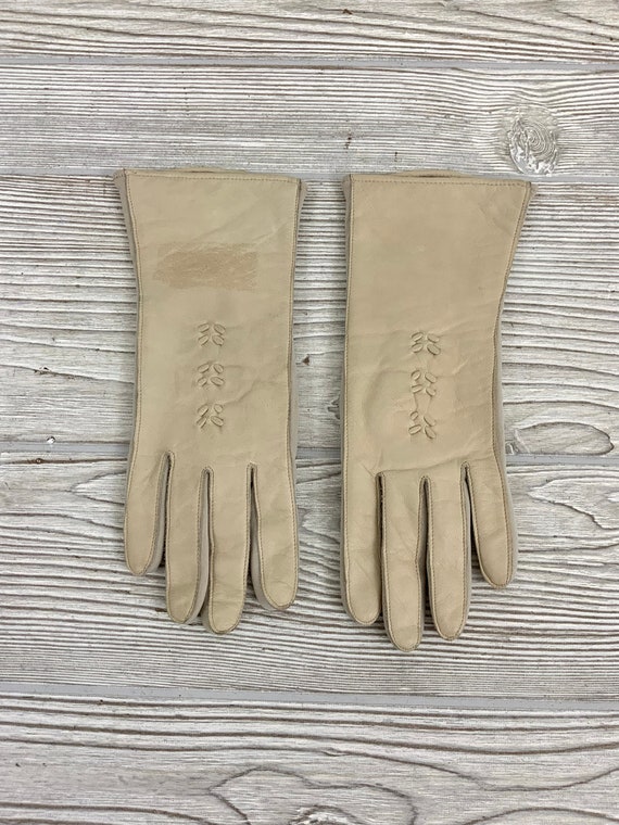 Vintage Wrist Length Leather Gloves; Vintage Ladi… - image 3