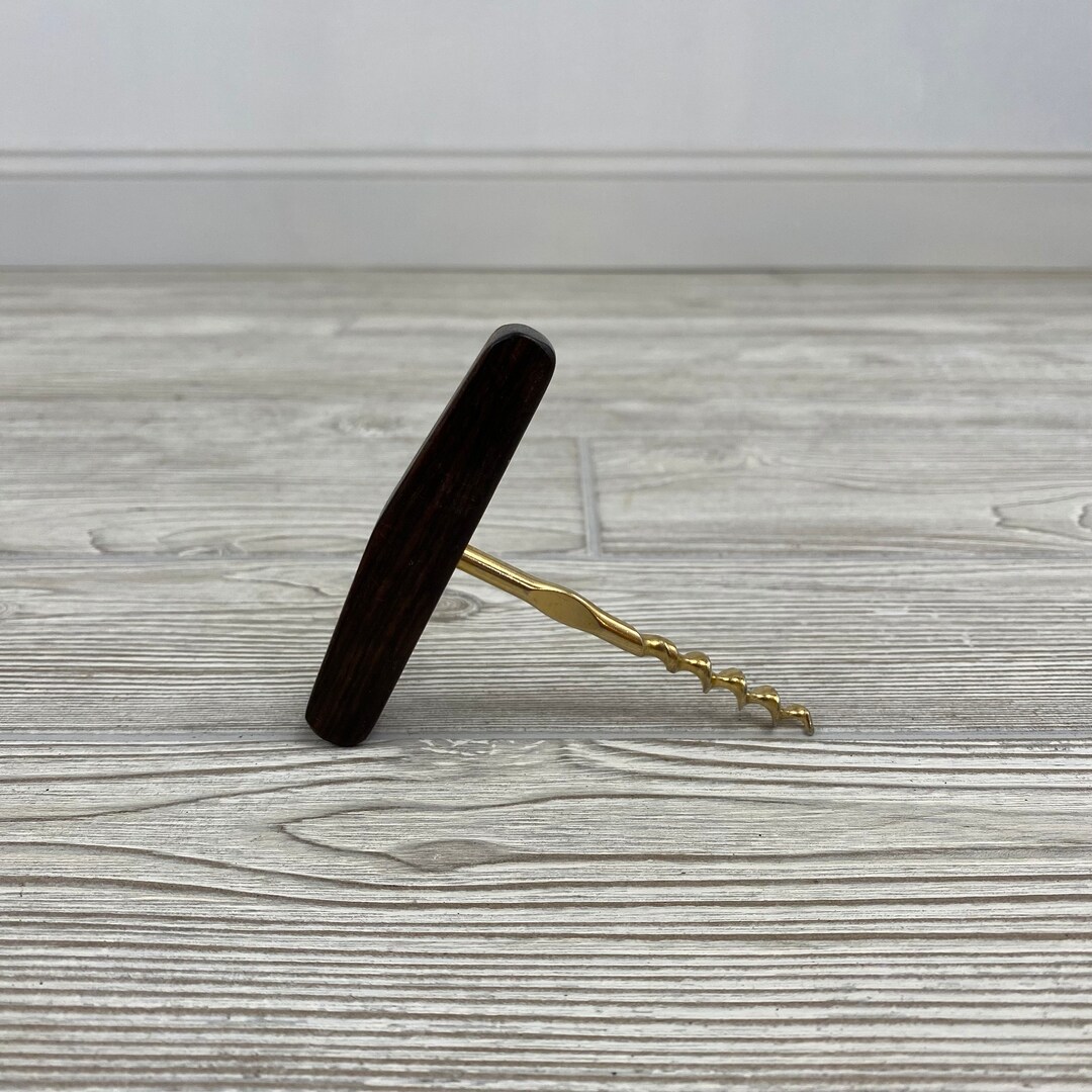 Wood and Brass Vintage Handheld Corkscrew BMH Etsy