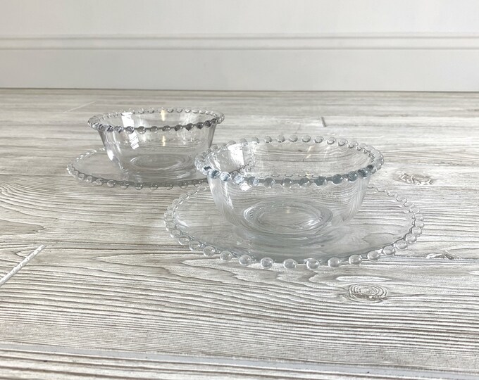 Vintage Candlewick Glass Condiment Bowl and Saucer Set by Imperial