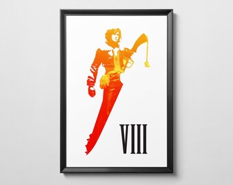 FINAL FANTASY VIII Inspired - Squall Revolver Gunblade Minimalist Poster