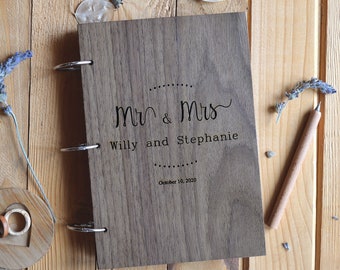 Initial wedding guest book, Wood guest book, Custom guest book, Monogram wedding album